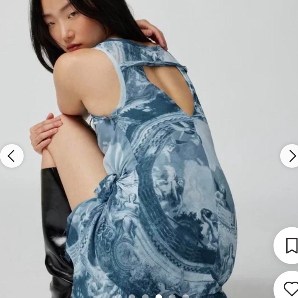 🦋 Urban Outfitters Blue Andy Asymmetrical Midi Dress Size Medium NWT 🦋
